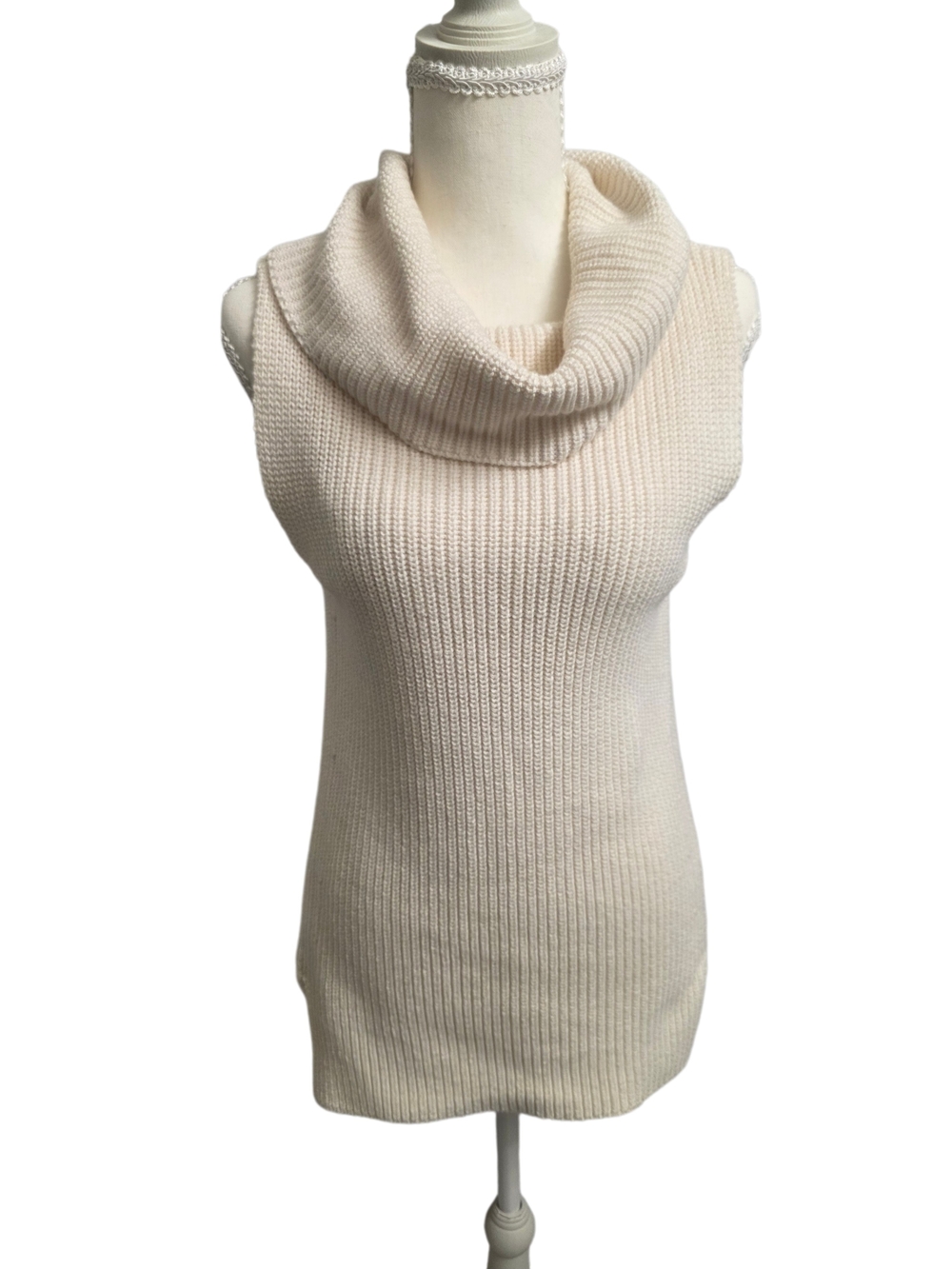 Lou & Grey cream ribbed sleeveless cowl neck sweater Size XS